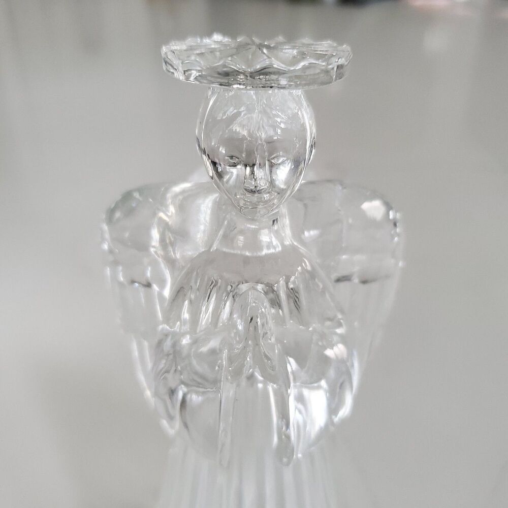 NEW Angel Crystal Candle Holders Clear Set of 2 Holiday Christmas Decor 7" high - Picture 6 of 7